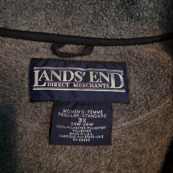 Lands End Fleece Pop Over Sweatshirt 3X 1/4 Zip Thru Pockets Heavy Weight Gray - Picture 6 of 10